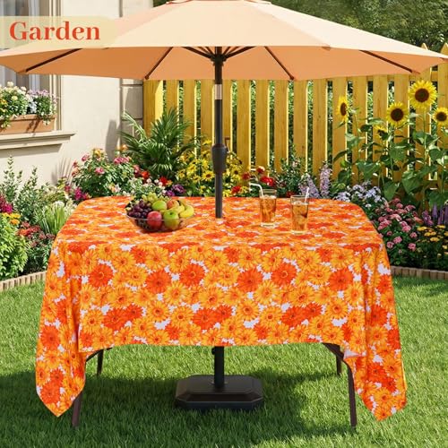 Eternal Beauty 60''X84” Rectangle Tablecloth Waterproof Outdoor Tablecloth with Umbrella Hole Zipper for Patio Spring Summer Picnic Tables (Sunflower) by Eternal Beauty - Image 5