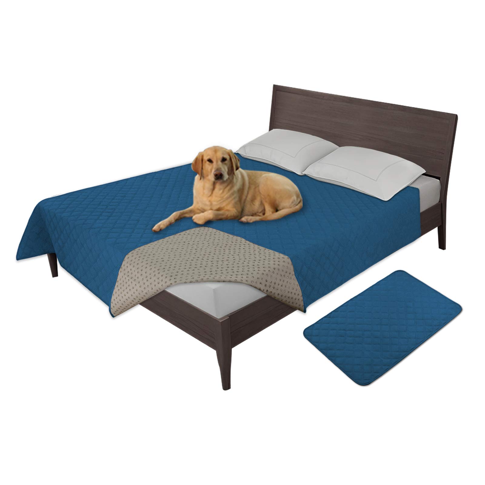 Easy-Going 100% Waterproof Dog Bed Cover, Non-Slip Pet Blanket for Furniture, Washable Couch Cover, Repleasement Sofa Cover (86x82 in,Peacock Blue)