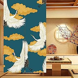 Cortinas Japonesas Online LIGICKY Noren - Cortina Japonesa Larga tapicería de algodón, Cortina de Puerta, Tapiz, decoración (85 × 120 cm, grúa)