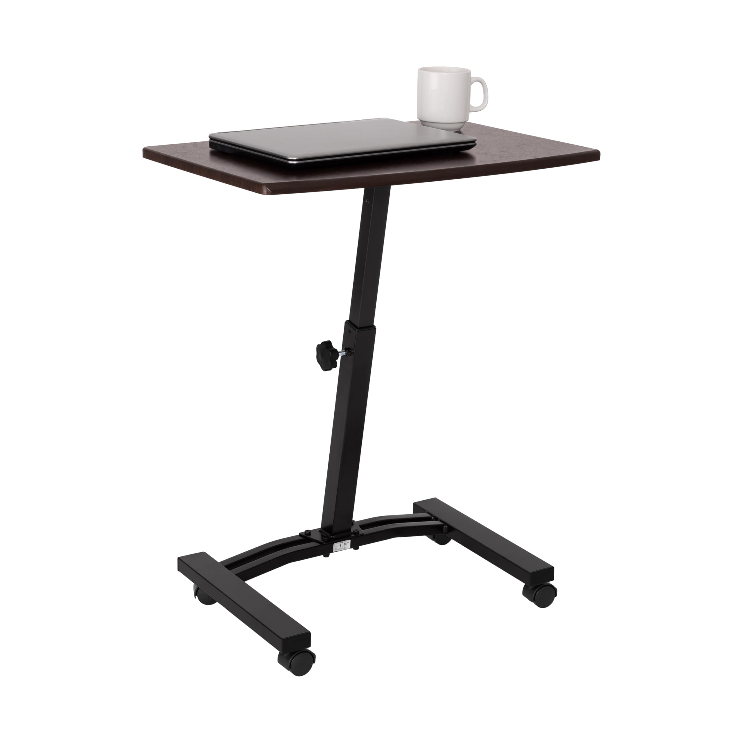 Seville Classics WEB162 Mobile Laptop Computer Desk Cart Height-Adjustable from 20.5" to 33", Slim, Walnut