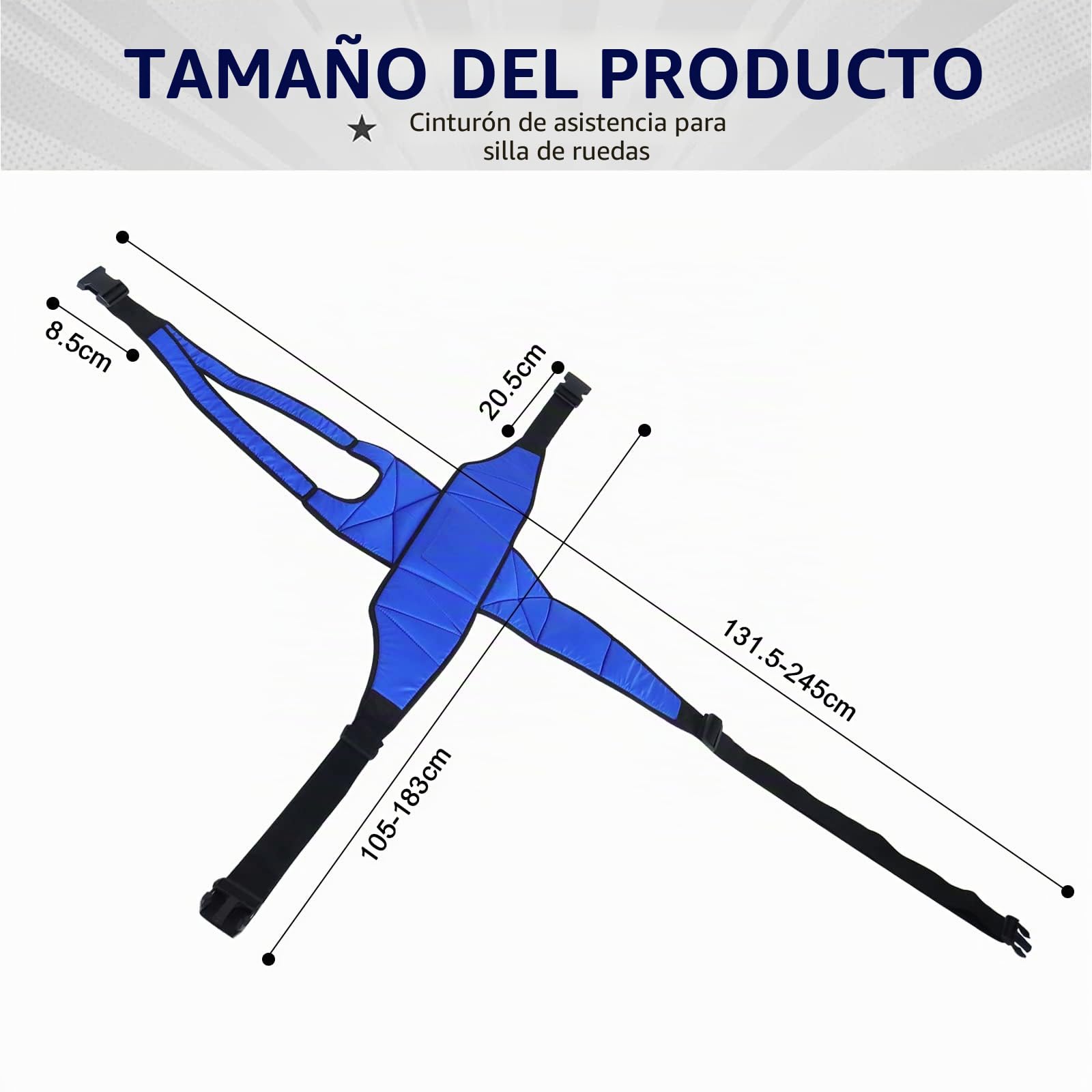 LOSCHEN Cinturón de arnés para silla de ruedas, antideslizante, transpirable, para todo el cuerpo, cinturón de seguridad para personas mayores y pacientes (azul)