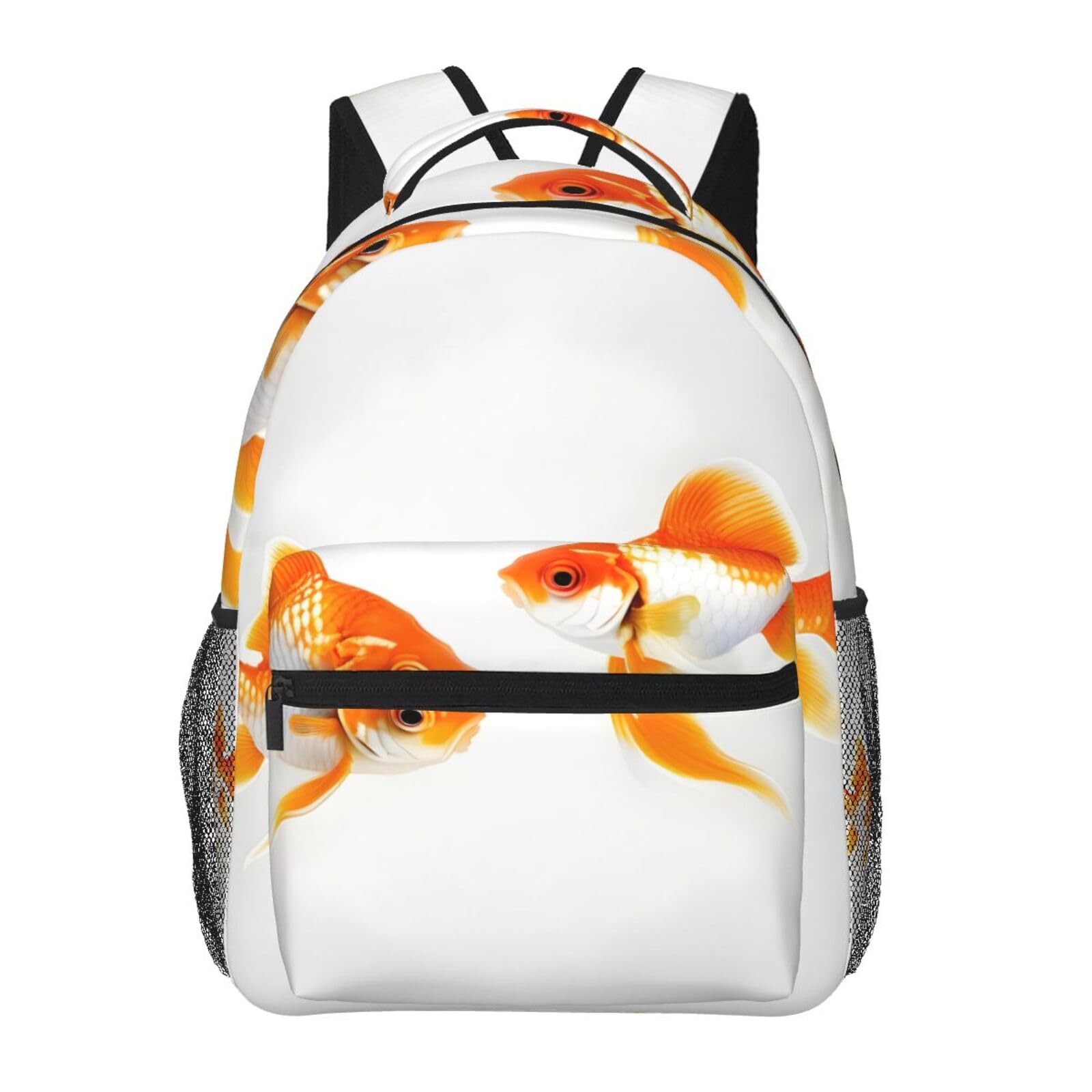 Mochila de viaje escolar de cerdo y pez dorado unisex 8