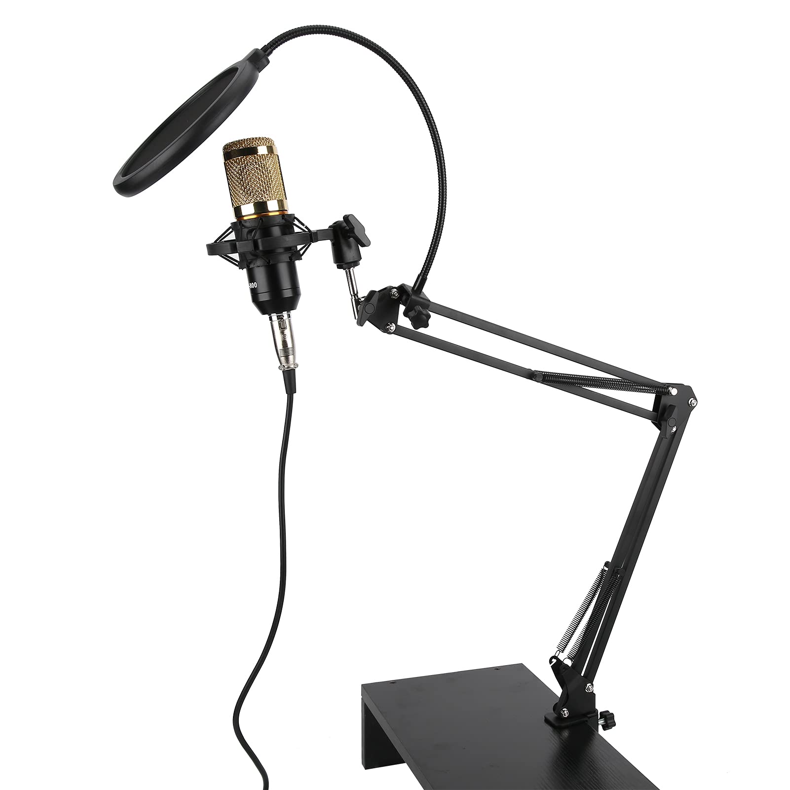 BM800 Zestaw mikrofonów pojemnościowych, profesjonalny mikrofon nagrywający USB z elastycznym ramieniem, studyjna jakość dźwięku do komputera stacjonarnego, w zestawie z uchwytem antywstrząsowym i