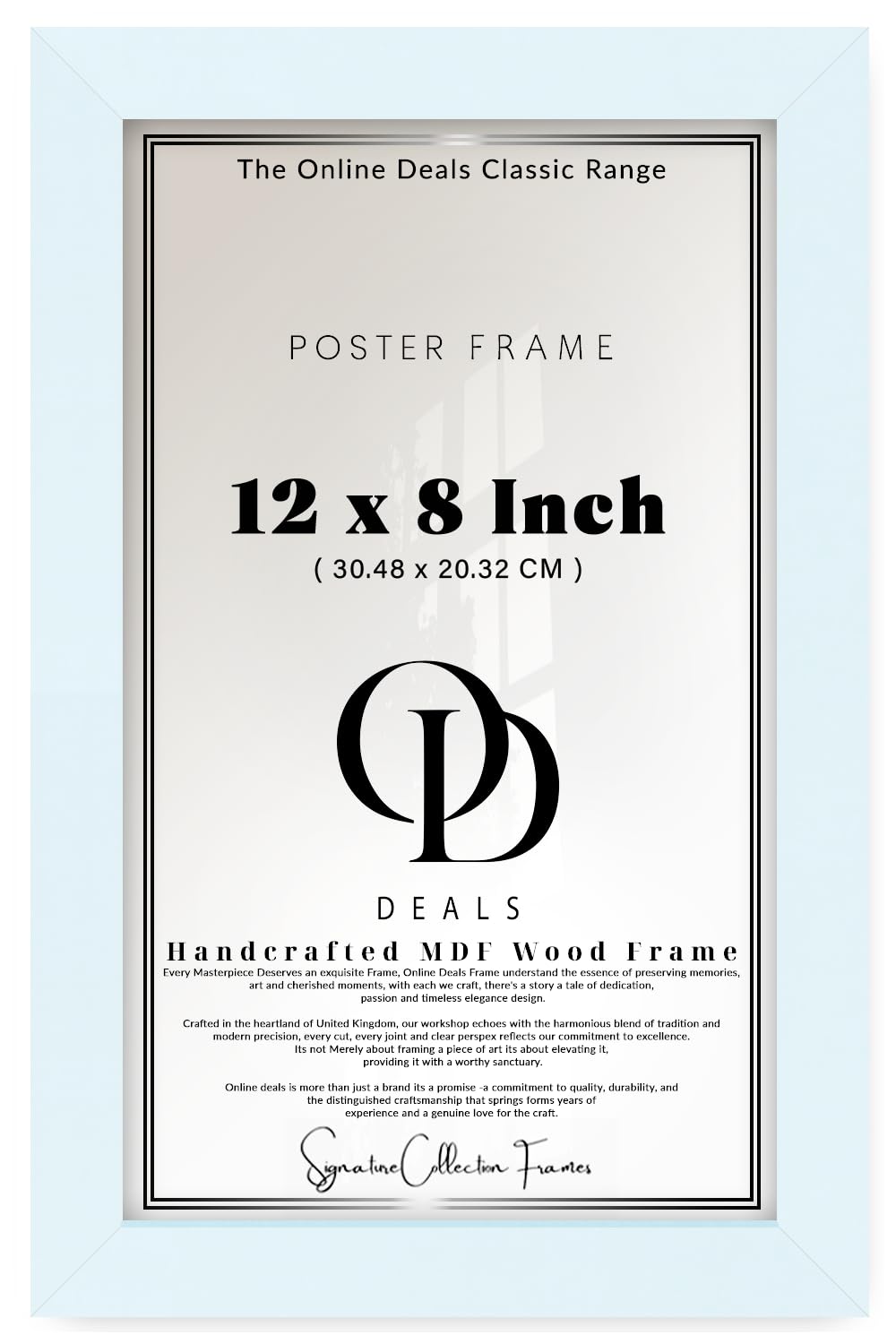 OD Deals — Engineered Wood 12 X 8 Inch Poster Picture Frame | Home Decor Wall Gallery Display In White Finish (30.48 X 20.32 CM) Easy Wall Hanging With Mat Board And Glass For Photos