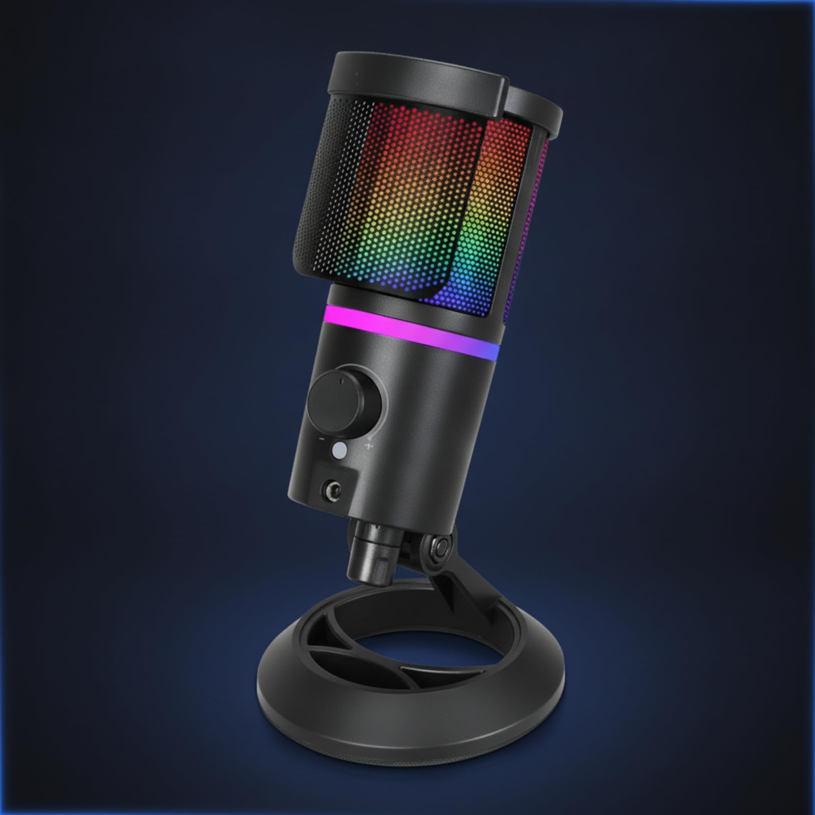 Microfono Usb Microfono a Condensatore Microfono da Tavolo Microfono per Capsule a Condensatore Audio Ad Alta Risoluzione 48 Khz-192 Khz con Risposta, Nero