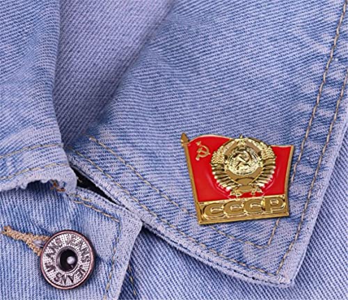 Soviet Red Flag & Coat Of Arms Russian Enamel Pin Vintage Emblem Ussr Badge Pin Brooch Gift For Shirt Hat Jacket Denim Clothing Fashion Accessories Jewelry (A) #TOP4