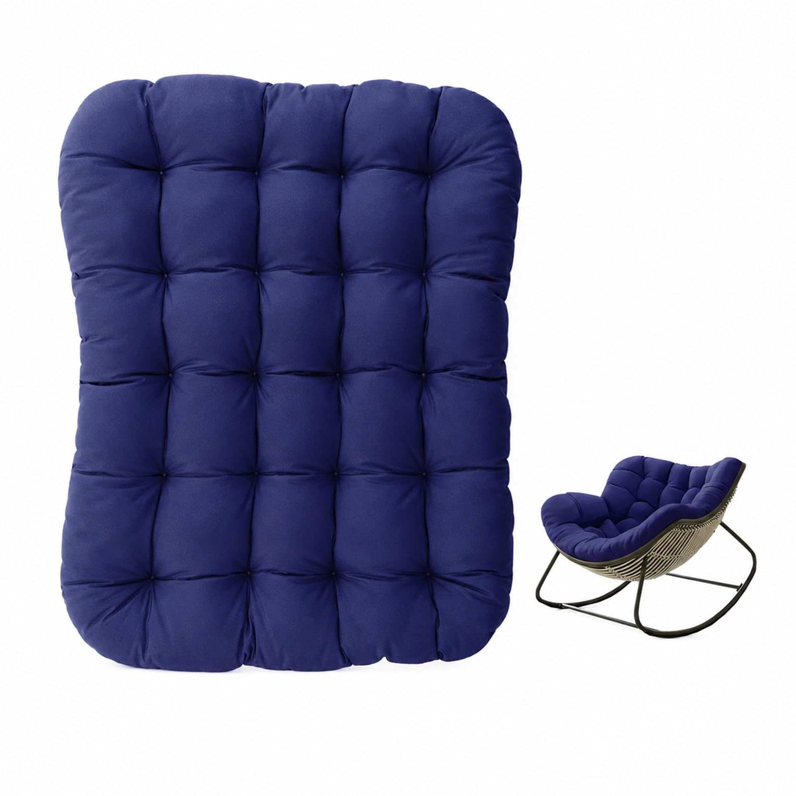 Coussin de chaise œuf de patio Hiseng bleu marine 120x100x10cm