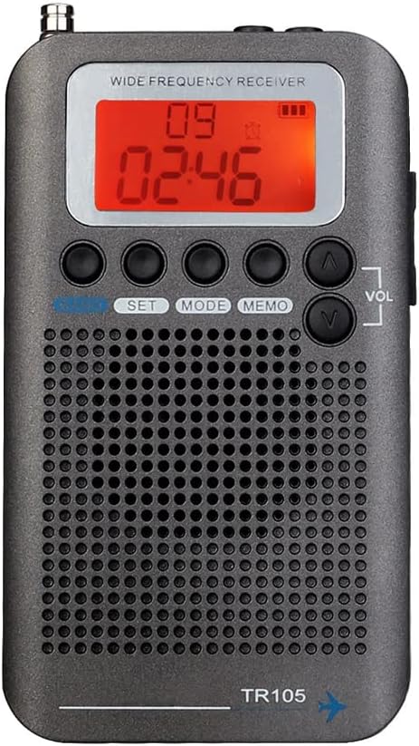 TR105 Portable Radio Aircraft Full Band FM/AM/SW/CB/Air/VHF Receiver World with LCD Display Alarm Clock