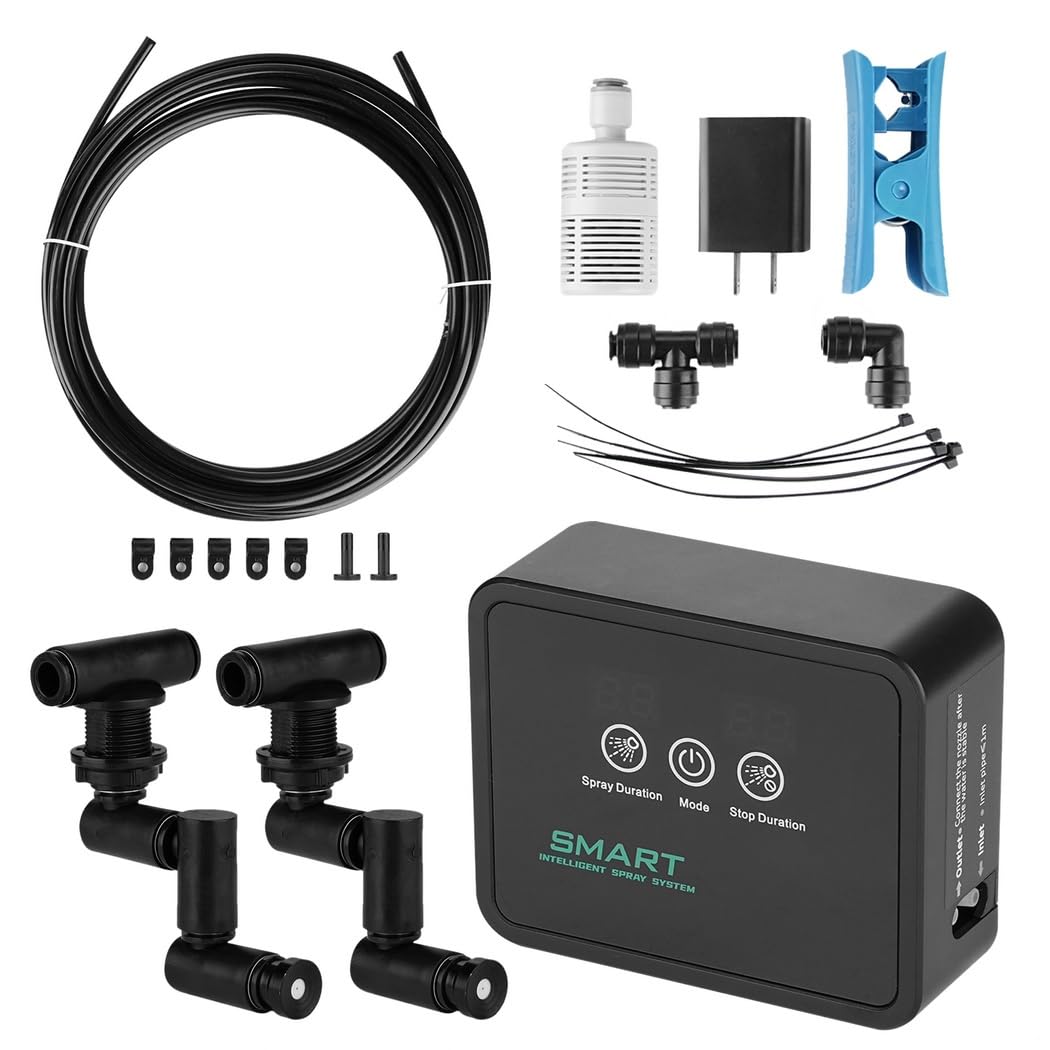 Pulverizador automático para reptiles con pantalla LED y boquillas ajustables, humidificador controlado por temporizador para anfibios y terrarios