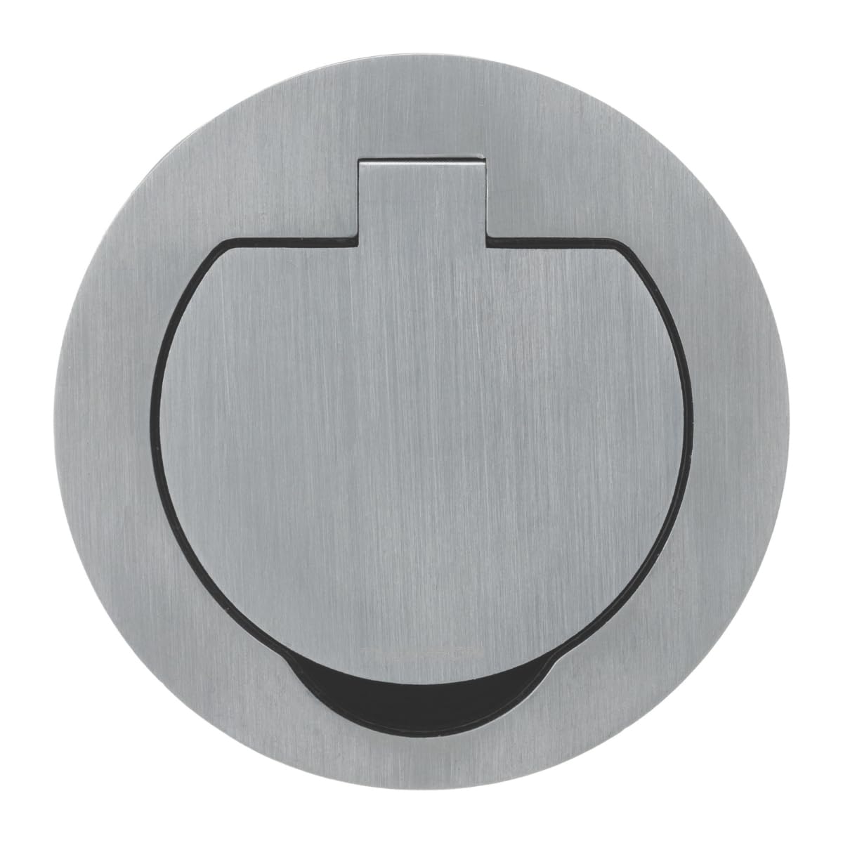 Protec - Prise de Sol Étanche Ronde Simple 16A 2P+T IP55 - Métal Brossé Gris - Couvercle à Charnière Renforcée et Bornes Automatiques - Dimensions Compactes - 1 Poste