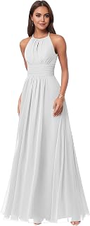 Women's Halter Chiffon Bridesmaid Dresses for Wedding A Line Sleeveless Formal Evening Gown