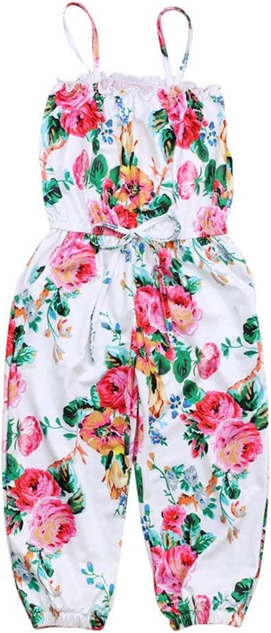 Toddler Girls Kids Jumpsuit Girl One Piece Sleeveless Floral Playsuit Strap Romper Summer Outfits Clothes