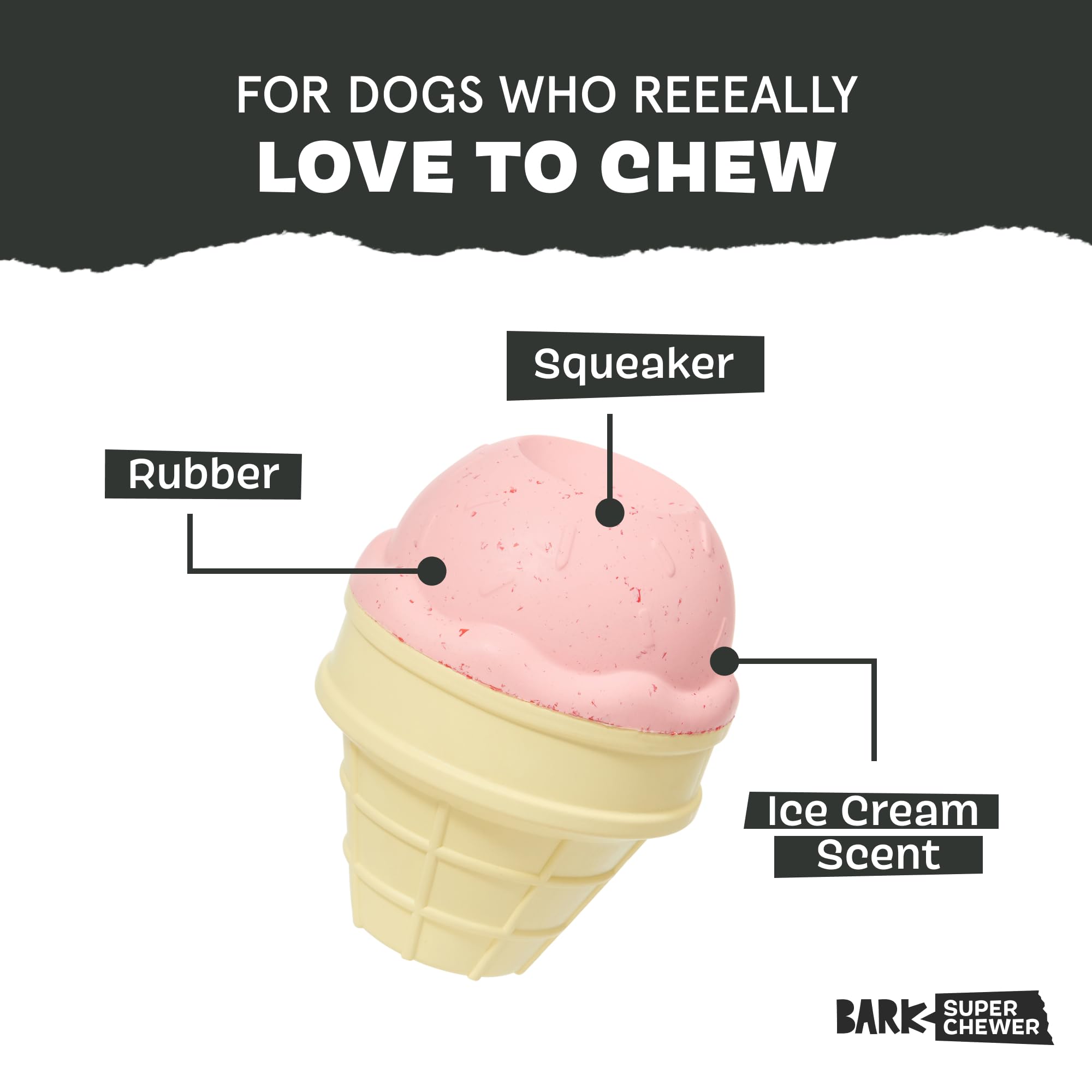 Barkbox I-Squeak Cone Dog Toy for Large Dogs, Perfect for Treat Spreading with a Wacky Bounce for Endless Playtime