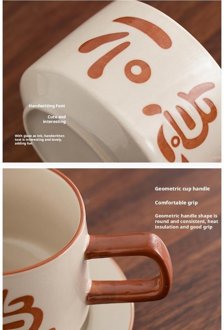 GSOUL Kungfu Tea cup Grass Ash Coffee Cup Creative Handwriting Office Tea Cups Personal Use Water Ceramic Household Mugs Small Tea Cups