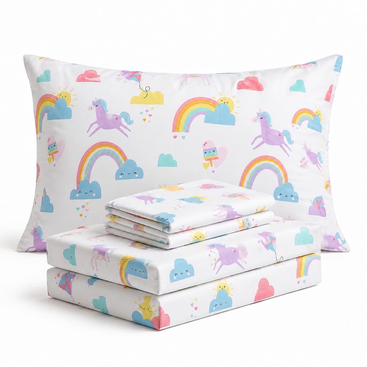 Parure de lit licorne contre les draps rudes pour lit simple enfant