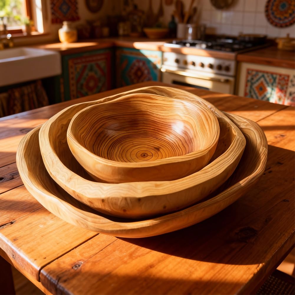 LOMUG Frutero de madera, cuenco de madera, decoración irregular, cuenco de madera, cuenco decorativo para verduras, frutas, aperitivos, ensaladas, llaves, pan (pequeño)