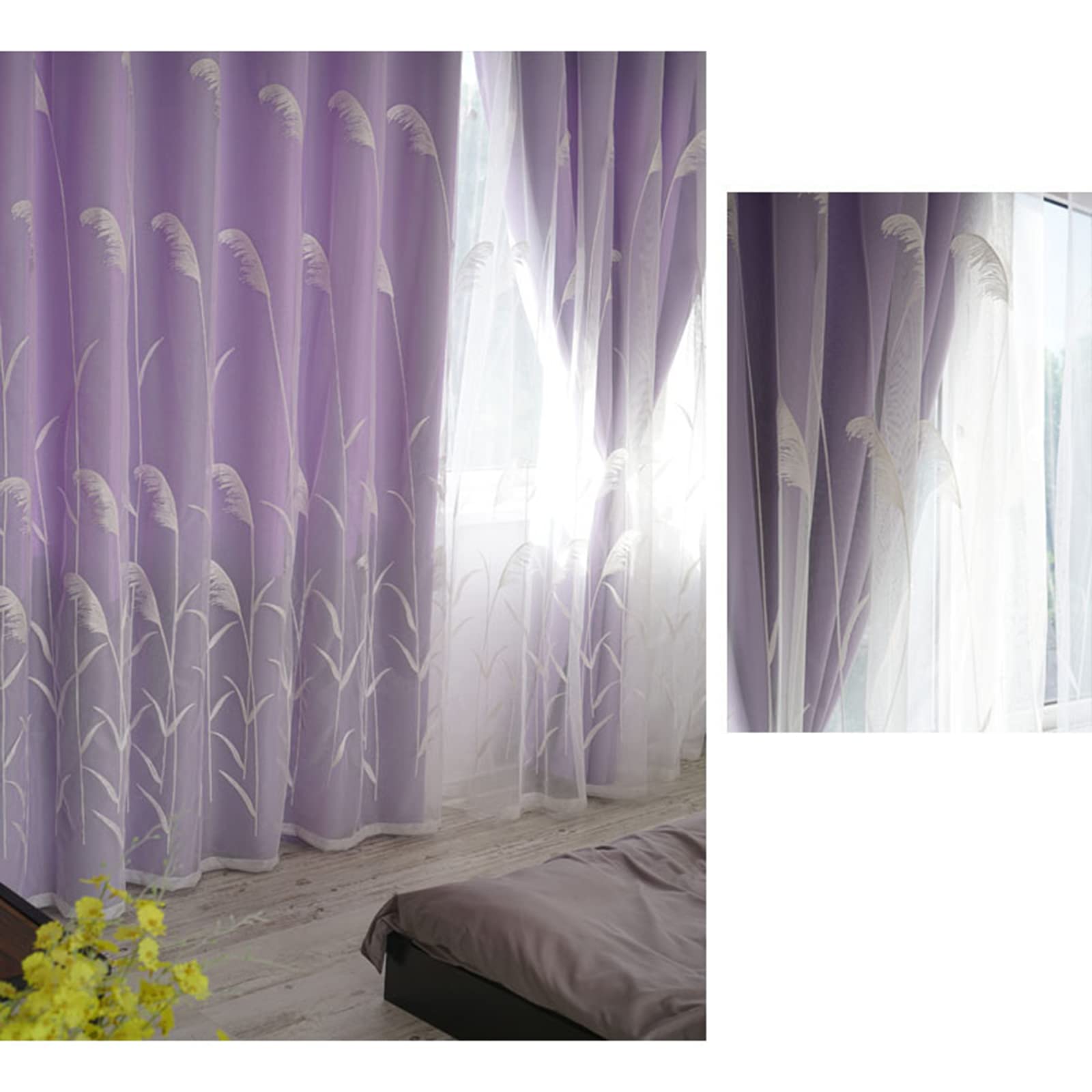 Tenda oscurante a due piani per Ragazze Camera da Letto Salotto,Bianche Doppio Velo ricamo in pizzo Sheer Oscuranti Tenda Della Drappo,con Occhielli,Tenda Termiche Isolante Doppio Strato,1 pcs