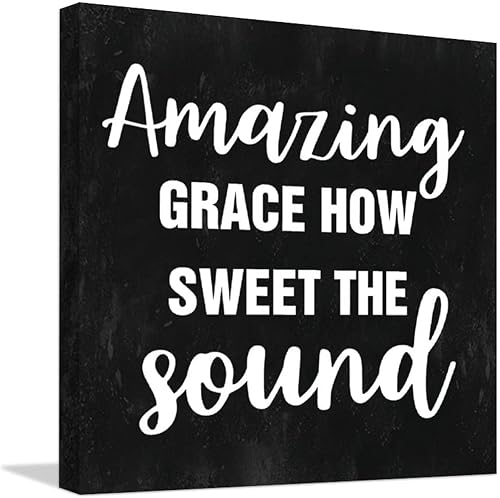 Miniatura 1 de Canvas Prints Amazing Grace How Sweet The Sound Retro Painting On Canvas Artwork Prints Ready to Hang Motivational Quote Art Wall Decor for Living