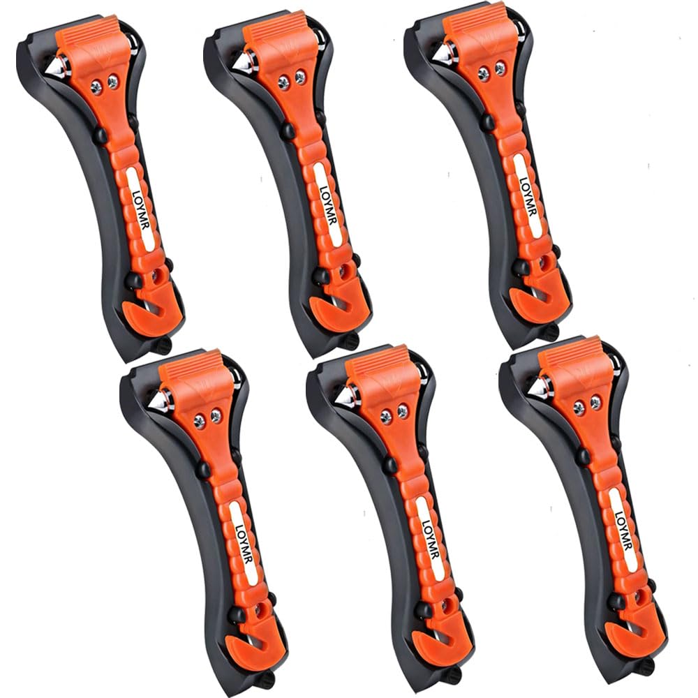 WONDER POINT Marteau De Sécurité Pour Voiture, Outil D'évacuation De Voiture En Cas D'urgence, Marteau à Vitre En Métal, Brise-vitre Avec Coupe-Ceinture De Sécurité, Tête En Alliage D'aluminium Dur