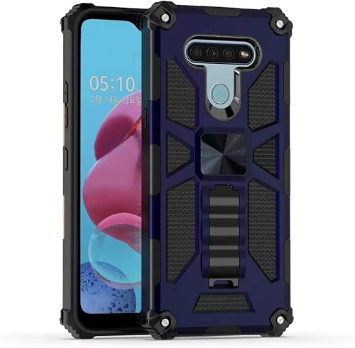 for LG K51, LG Reflect (LM-K500) - Defender Phone Case w/Stand - ST6 Navyblue