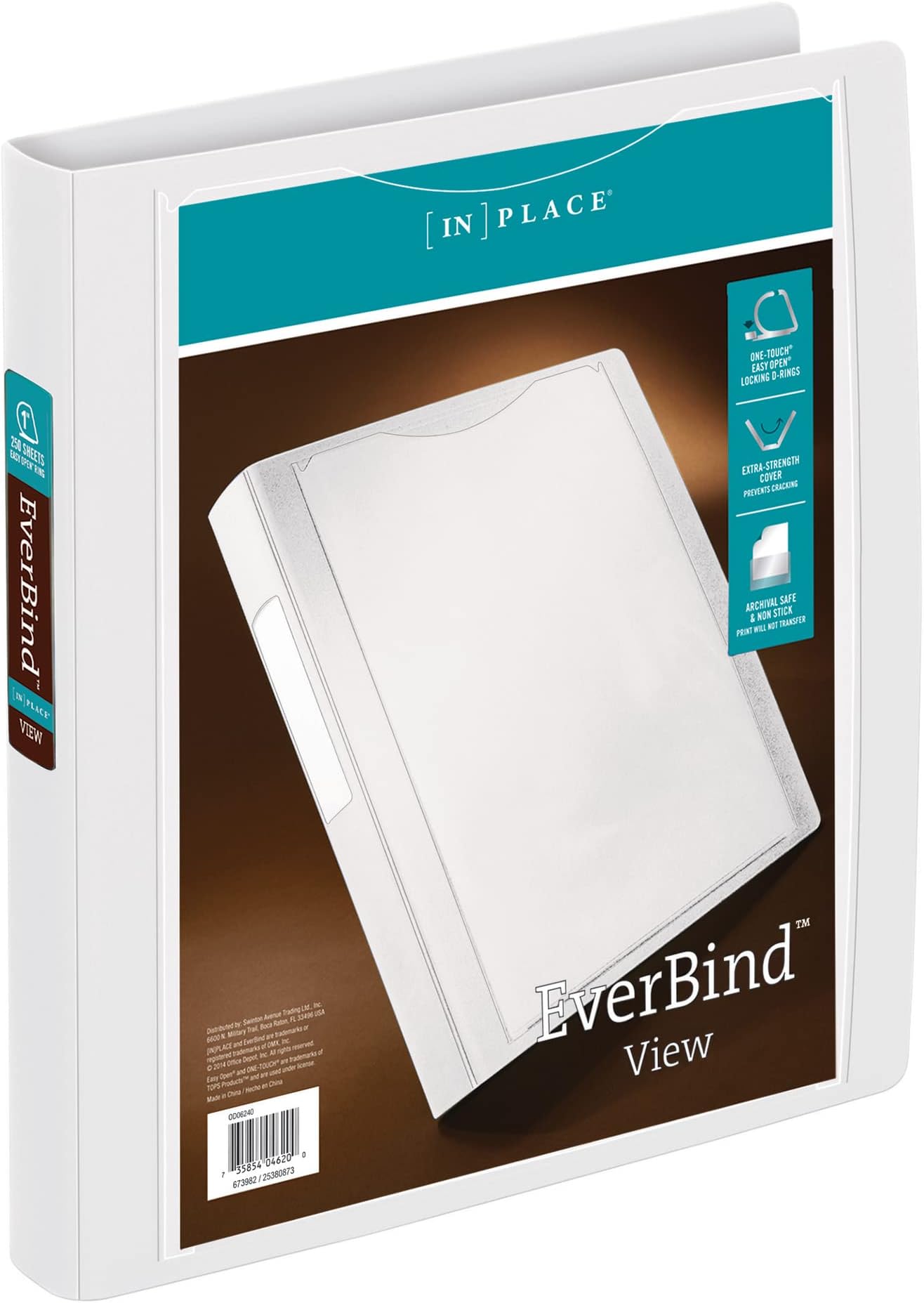 Office Depot® Brand EverBind™ View 3Ring Binder, 1" D