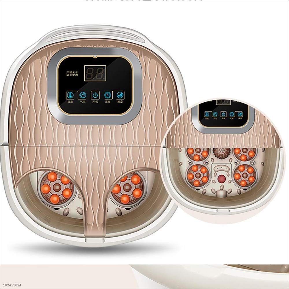 Masajeador de Baño de Spa para Pies con Calor Y Burbujas, Chorros de Agua Ajustables, Control de Temperatura Del Tiempo, Pantalla Led, Bañera de Pie para Pedicura en el Hogar