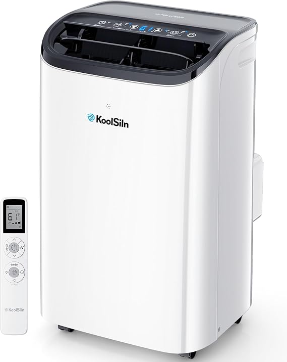 14,000 BTU Portable Air Conditioner Cools Up to 700 Sq.Ft, Auto-Evaporation Low Noise Portable AC Unit with Remote Control for Large Room, Office, Garage, White