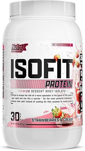 Vista 17 de Nutrex Research IsoFit Proteína de suero en polvo instantánea 100% aislado de proteína de suero (70 porciones, batido de chocolate)