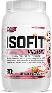 Nutrex Research IsoFit Whey Protein Powder Instantized 100% Whey Protein Isolate (30 Servings (Pack of 1), Strawberries & Cream)