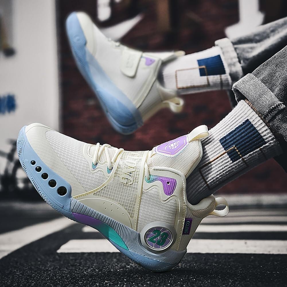Scarpe da Basket Alte da Uomo con Supporto Antiscivolo, antiusura e Ammortizzante, Scarpe Sportive da Allenamento