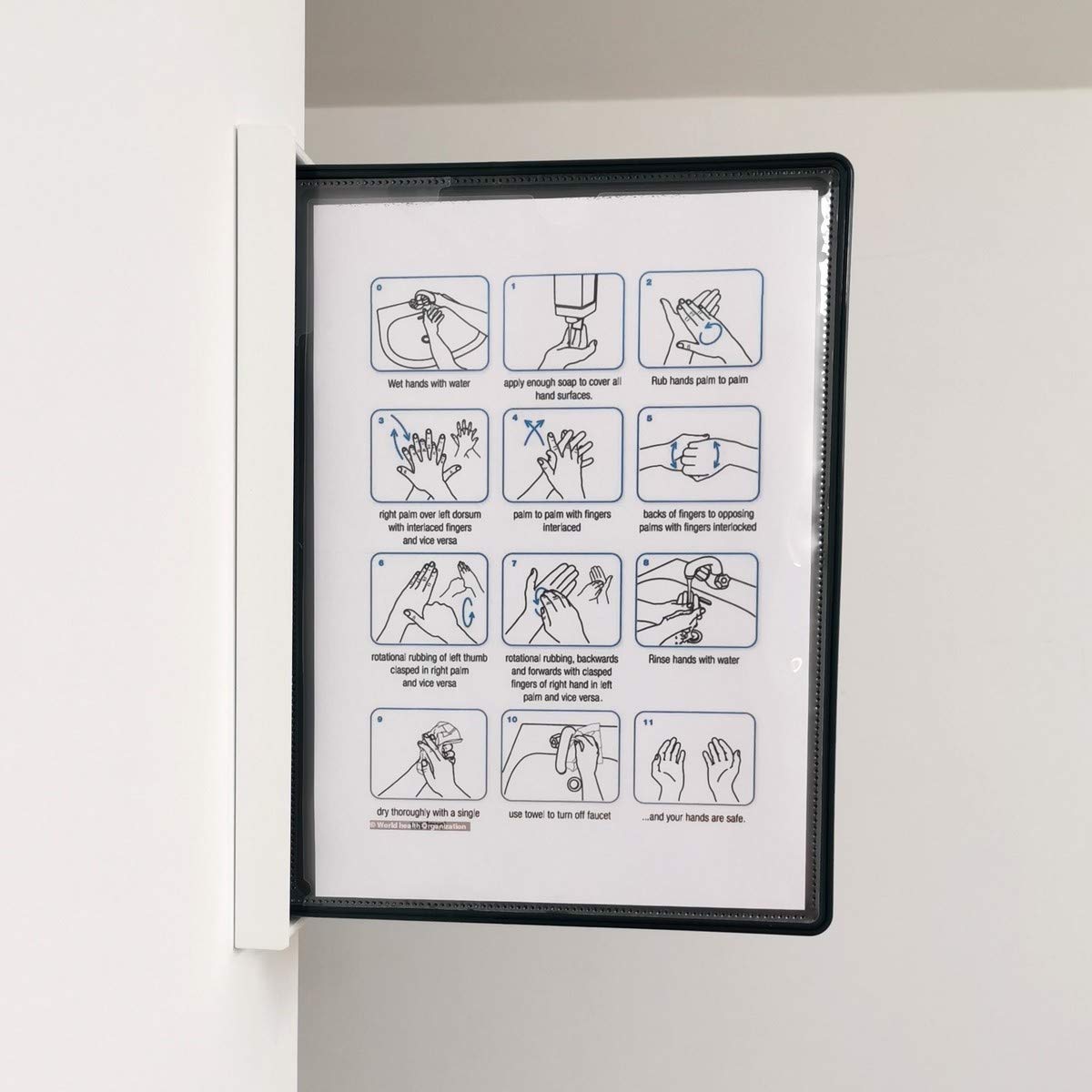 LEVIATAN Porte Document Mural A4 - Support Mural Présentoir 10 Pochettes pour Consultation et Présentation Documents, Noir