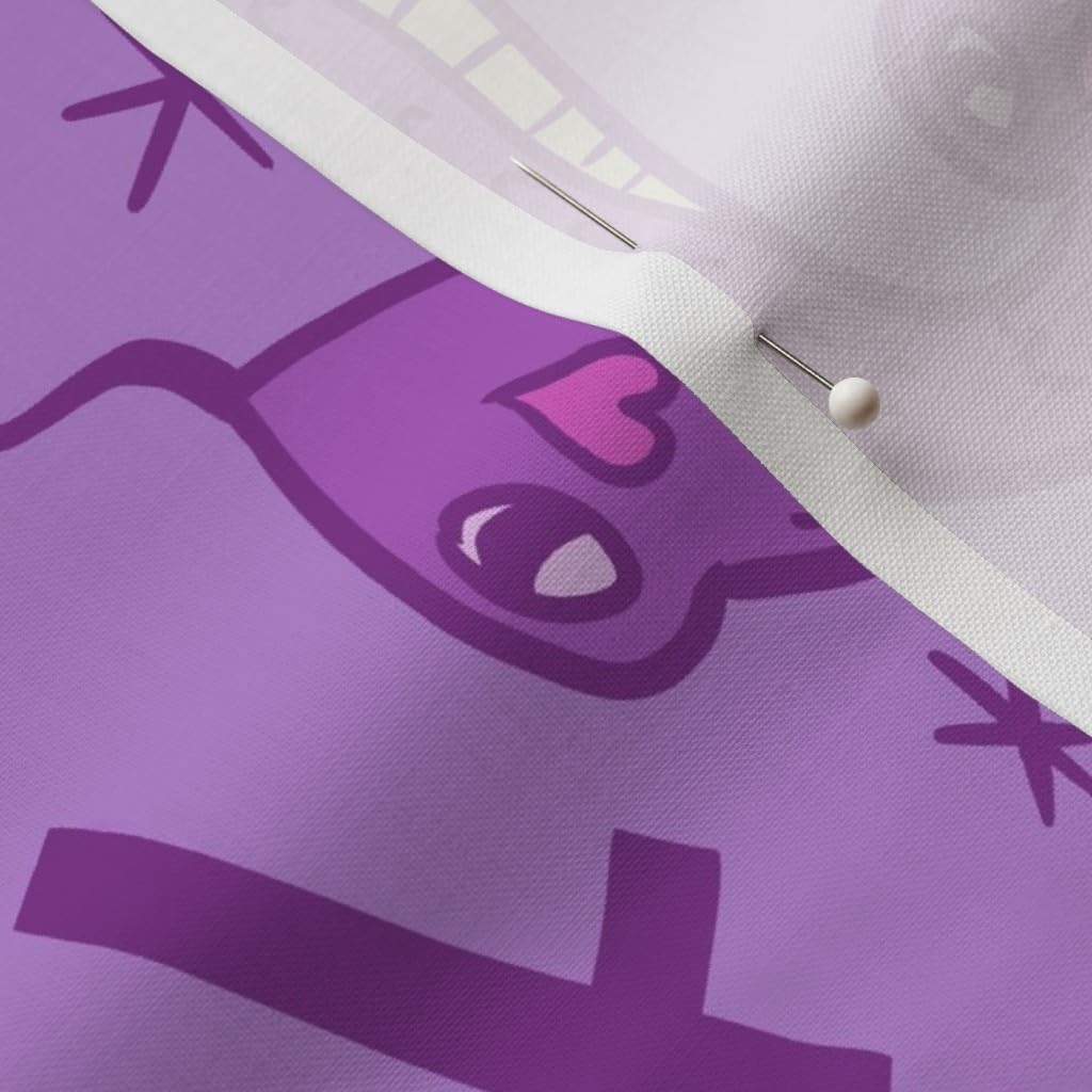 Spoonflower Fabric - Large Cute Occult Purple Magic Halloween Kawaii Cats Witch Printed on Petal Signature Cotton Fabric Fat Quarter - Sewing Quilting Apparel Crafts Decor