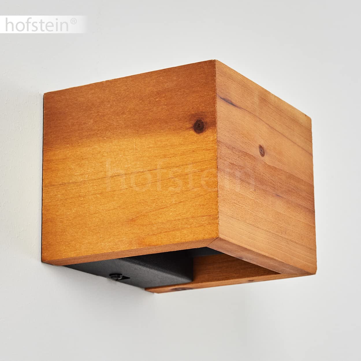 LED Wandleuchte Marmorera, Wandlampe aus Holz/Metall in Natur/Schwarz, moderne Leselampe im skandinavischen Design mit Up & Down Lichteffekt, 1-flammig, 1 x LED 8 Watt, 800 Lumen, 3000 Kelvin