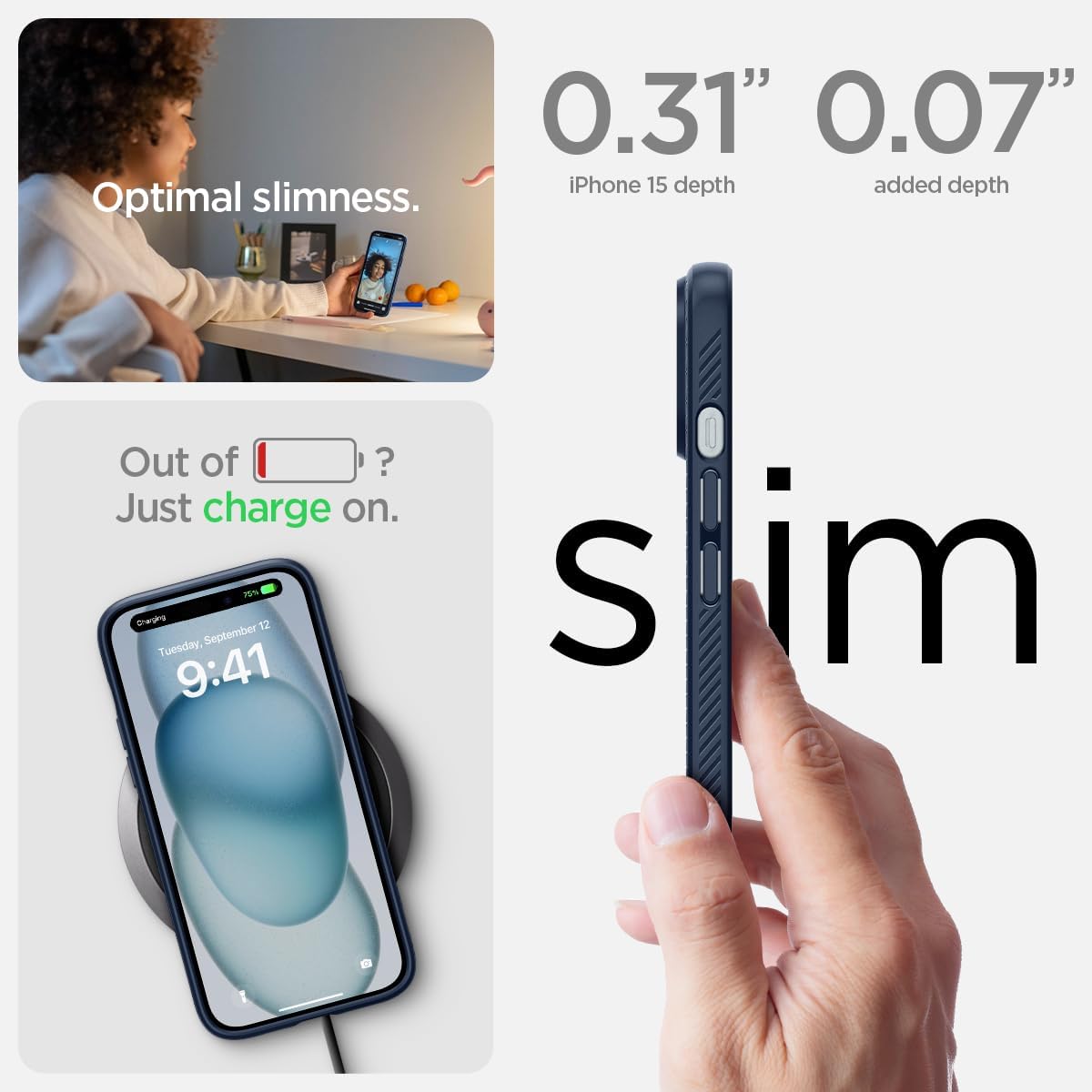 Spigen Liquid Air Designed for iPhone 15 Case (2023) [Military-Grade Protection] - Navy Blue - Image 6