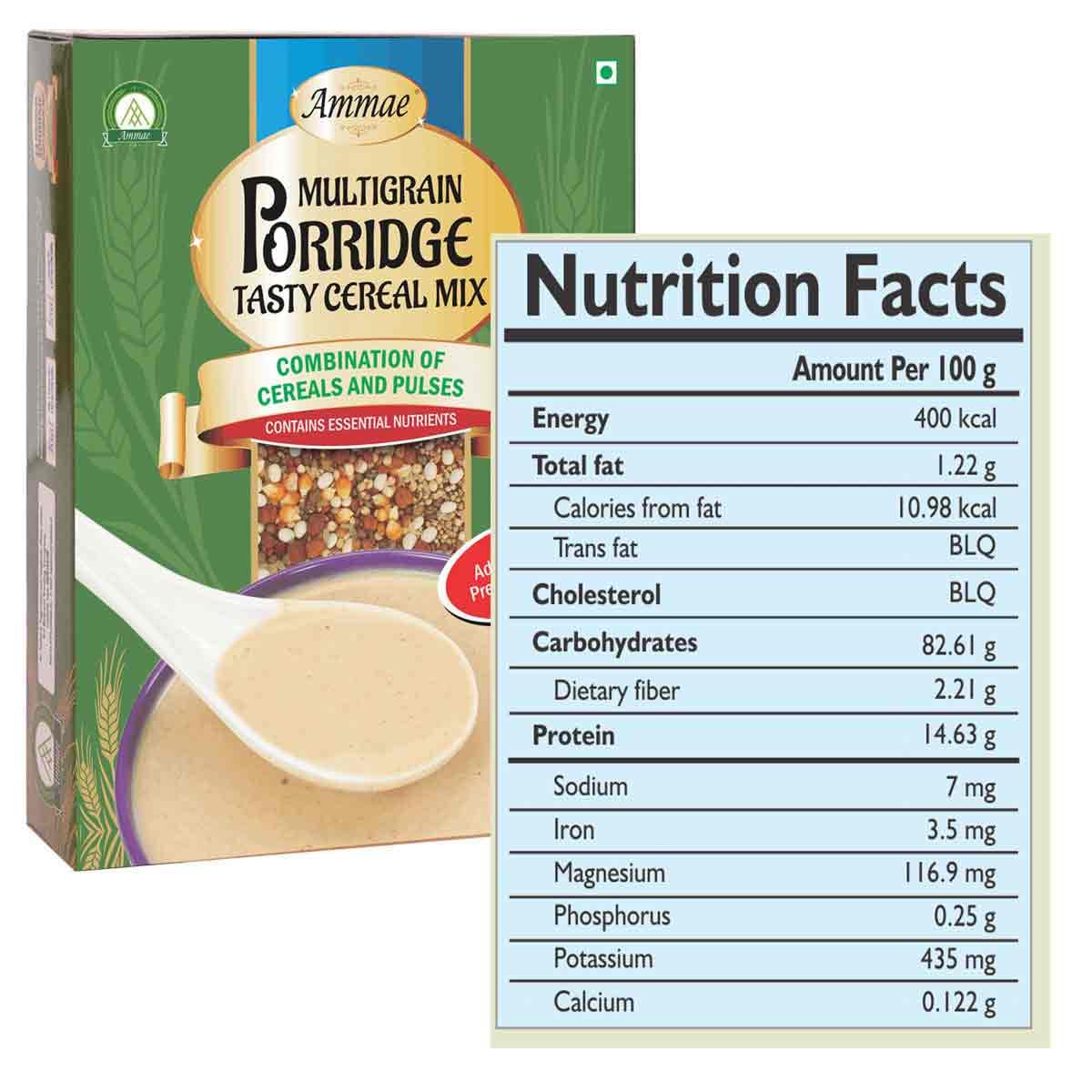Ammae Multigrain Porridge Tasty Cereal Mix, 400g, 16 grains Sathu Maavu, Sprouted & Roasted Cereals, Pulses, Millets & Oats | No Sugar | No Salt | No Milk | No Preservatives & Chemicals - Image 8 thumbnail