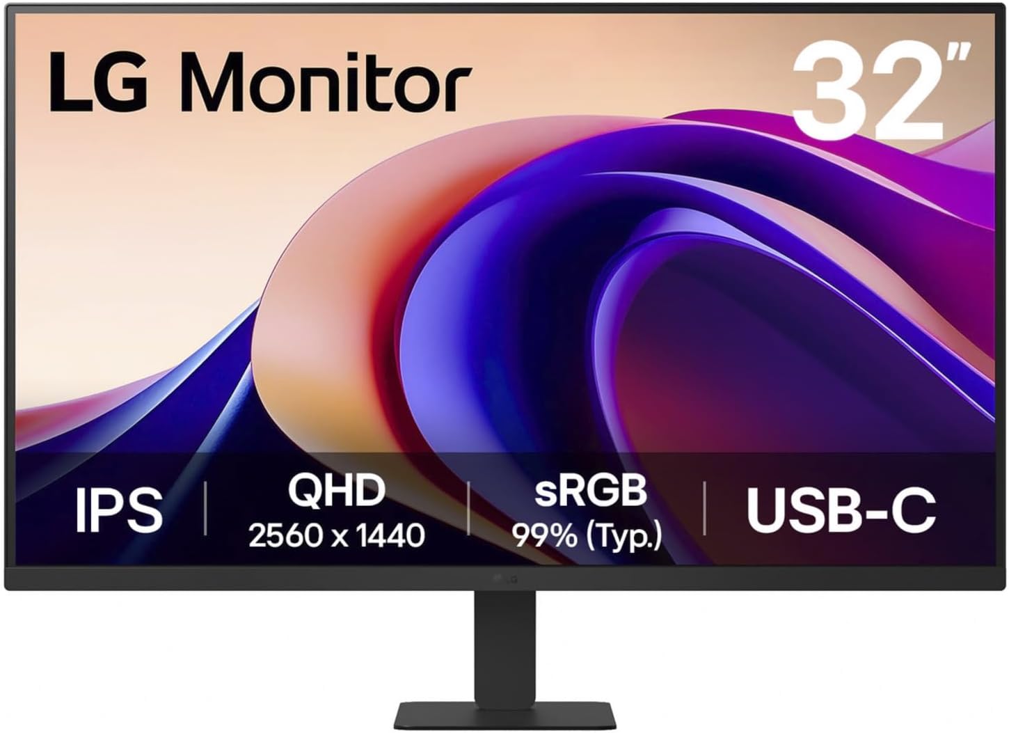 LG 32U631A-B 32-Inch Desktop PC Screen - IPS Panel QHD Resolution (2560 x 1440), 5ms 100Hz, HDR 10, sRGB 99% (CIE1931), Tiltable, HDMI 2.0, USB-C (15W)