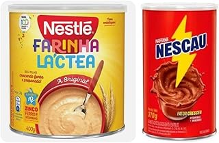 Farinha Lactea | Flour Lactea + Achocolatado Brasileiro Nescau 370g | Brazilian Chocolate Powder + Silicone Bracelet Souvenir | Brazil in Texas | Bundle
