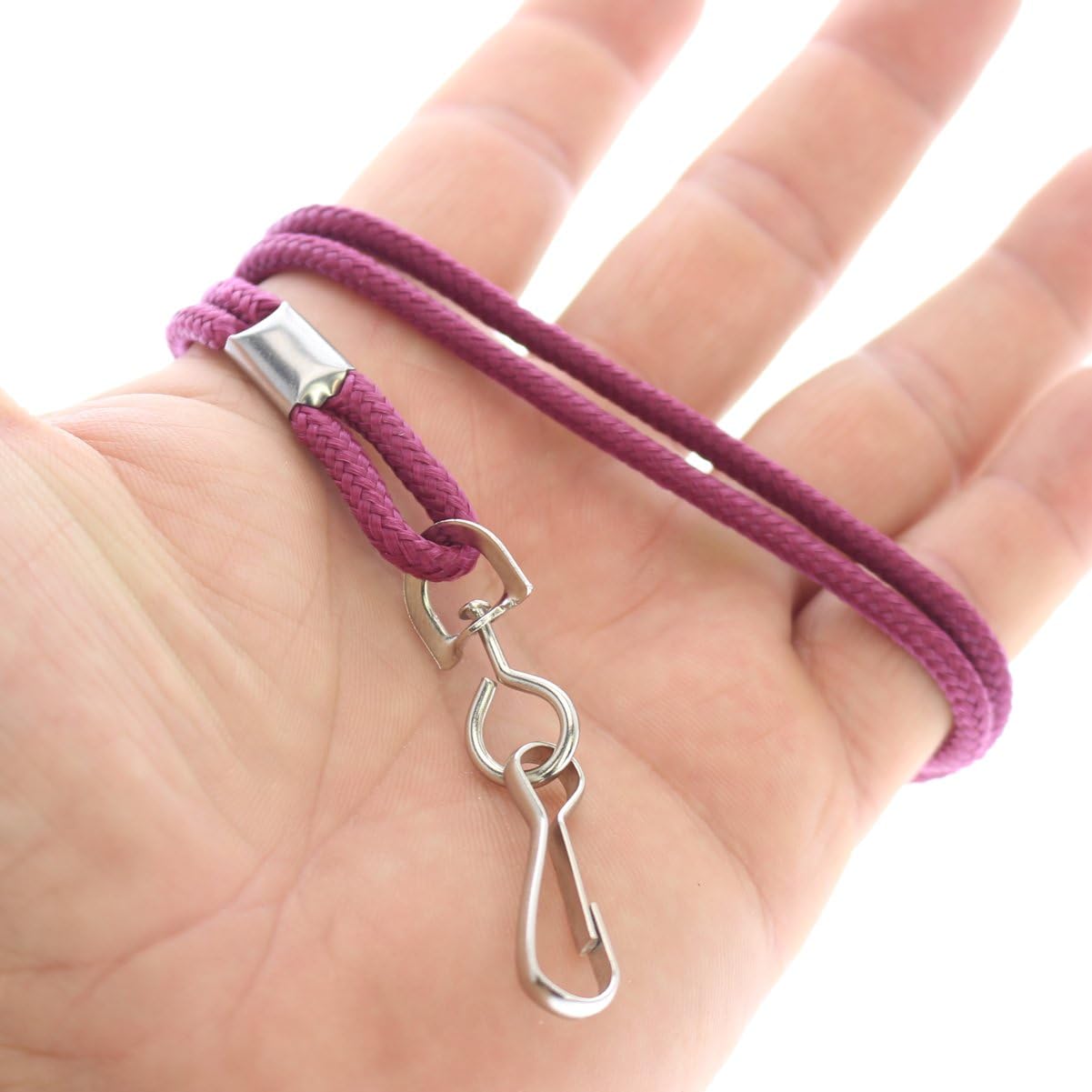 Specialist ID Bulk 100 Pack - Premium Round ID Badge Holder Neck Lanyards for Badges and Name Tags - 36 in Non-Breakaway Heavy Duty Rope Cord & Secure Metal Swivel J Hook Clip (Maroon)