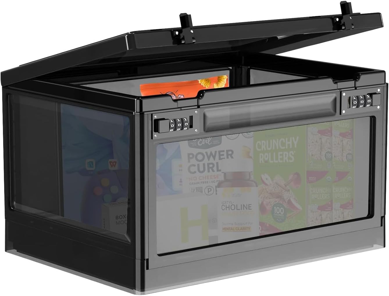 Large Medicine Lock Box for Safe Medication,24 Litre Lockable Storage Box with 3 Combination Code Stackable Medication Lock Box,Storage Box with Lock for Personal Items/Electronic/Snack/Fridge/Office