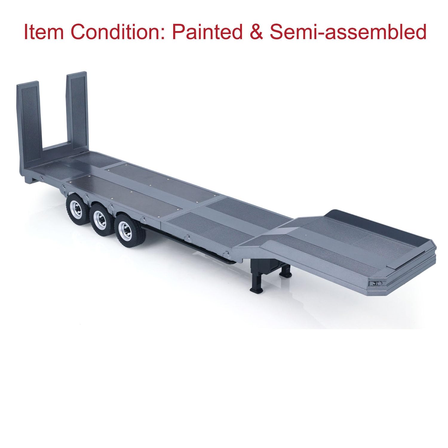 Semirremolque de plástico de 73,5 cm de plataforma plana 1502 para tractor de control remoto 1/18, camión Huina 1501, patas de soporte electrónico, tablero trasero para pasatiempos de adultos