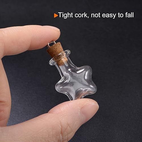 Miniatura 4 de HARFINGTON 20 mini botellas de vidrio con tapones de corcho, pequeños frascos de vidrio en forma de pentáculo, pequeños frascos de vidrio