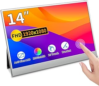 Magedok Portable Monitor,14”Touchscreen Monitor,FHD 1080p,100% sRGB Display,with USB-C,HDMI,Mini DP,Folding Kickstand Extend Second Screen for Laptop/PC/Phone/Switch/Xbox