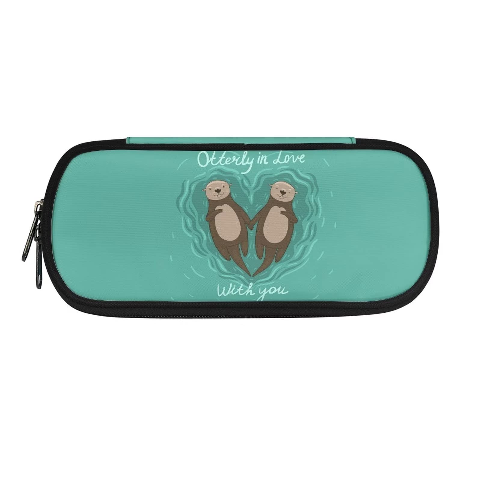 Showudesigns Sea Otter Pencil Case for Girls Boys - Versatile, Practical Stationery Bag with Double Zipper and Pen Slots - Green — image 1