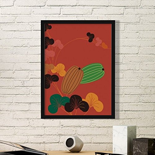 Peinture culture japonaise de citrouille dans un cadre noir pour salon zen - 2