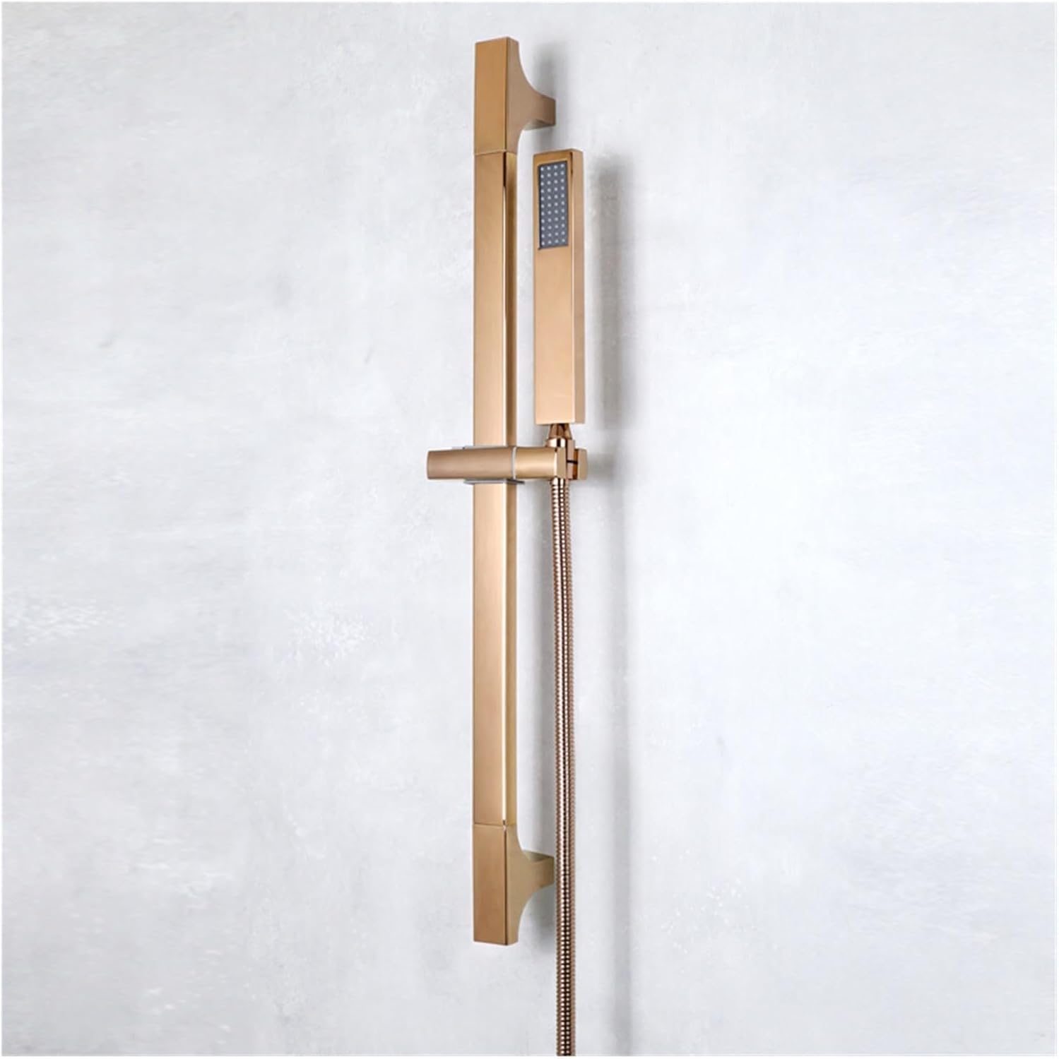 Slide Bar Gloss Rose Shower Set Bathroom Rain Shower Stainless Steel Bar Brass Hand Shower 1.5m Shower Hose(Square Set)