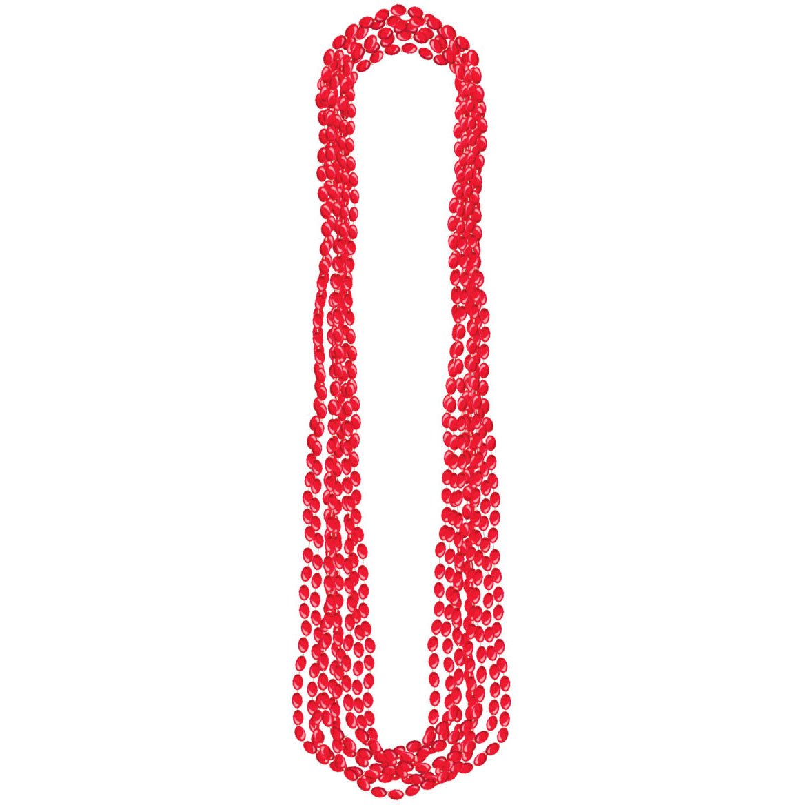 amscan 395444.4 Metallic Oblong Red Bead Necklaces, 30"", 8 Ct."
