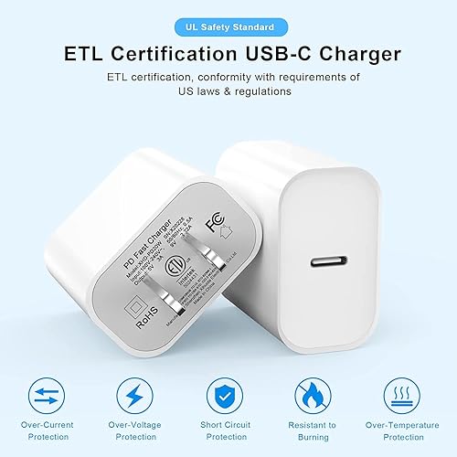 Miniatura 4 de Certificado Apple MFi Cargador de iPhone de carga rápida de 6 pies compatible con iPhone 14131211 Pro MaxXs MaxXRX, paquete de 2 unidades de 20 W