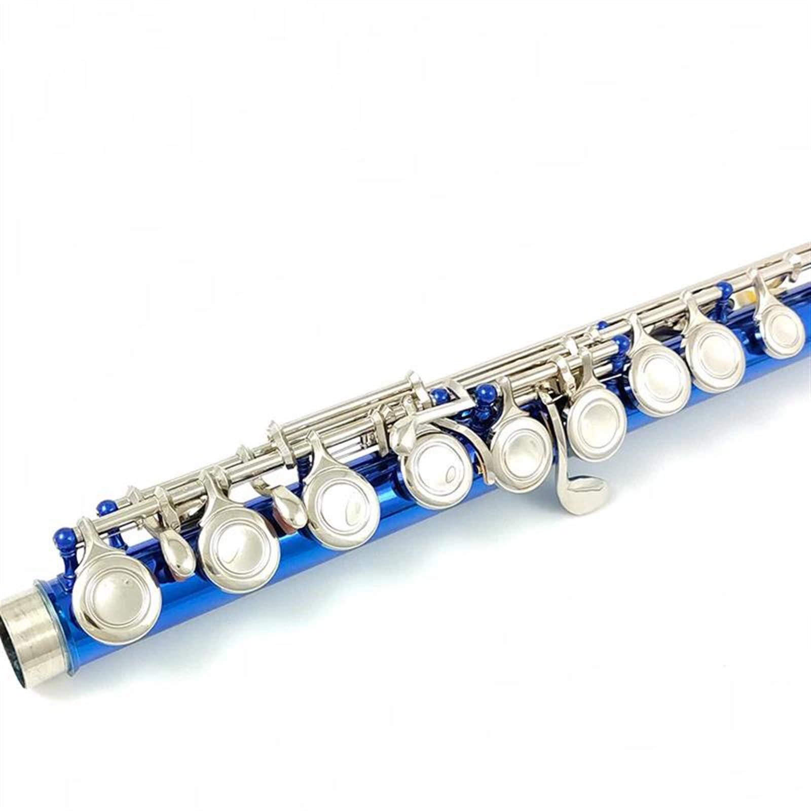 Flauto Traverso Flauto Placcato In Nichel Blu Con Chiave E 16 Fori Ravvicinati Chiavi C Strumento Cupronichel