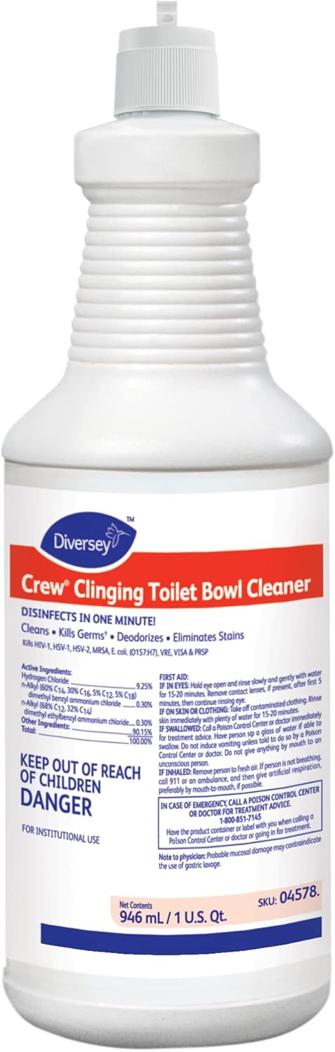 CREW Diversey Clinging Toilet Bowl Cleaner, Floral Scent, Liquid, 1 Qt. Bottle, 12/ct : Health & Household