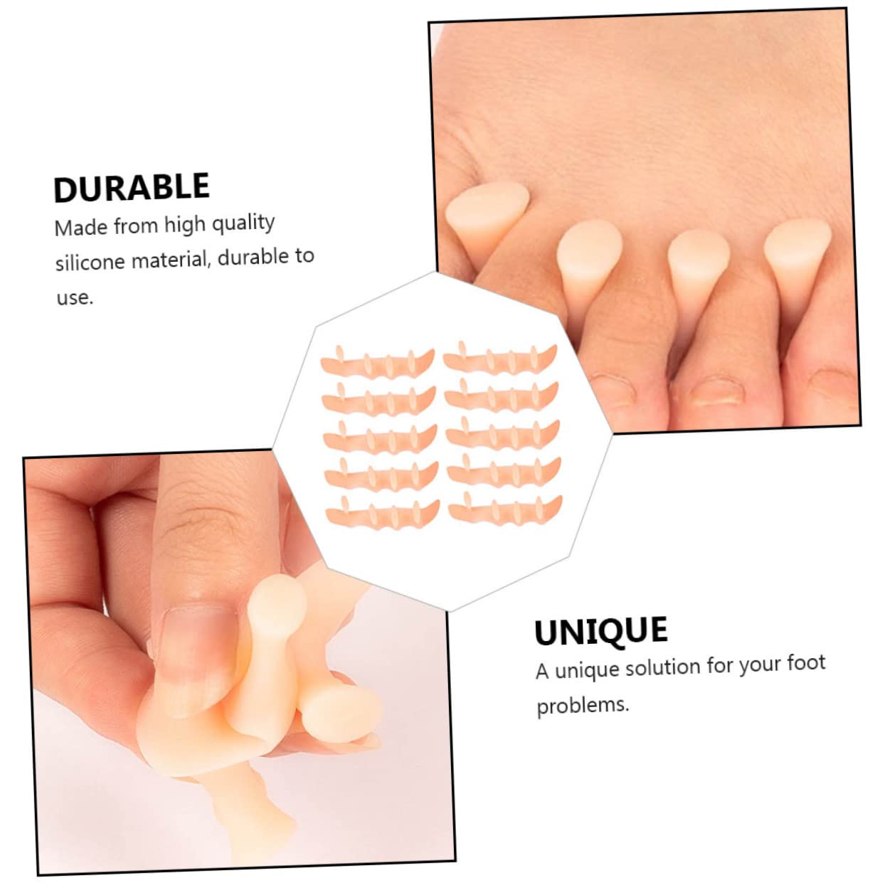 minkissy 10 Pack Silicone Toe Separators Toe Wraps for Men Toe Spreaders Toe Guards Foot Correctors to (skin)
